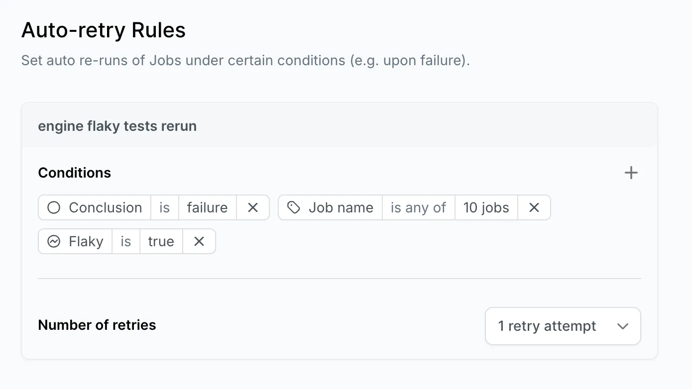 CI Insights retry rule configuration